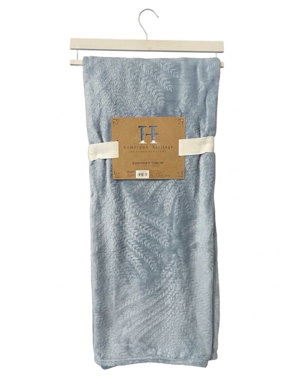 Homespun + Heritage Light Blue Embossed Throw Blanket 50" X 60" NWT